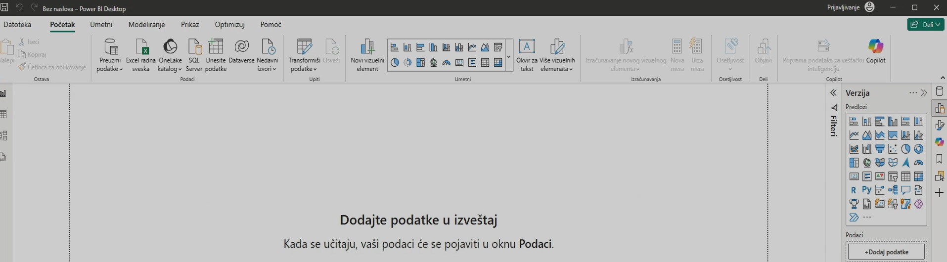 Power Bi енглеска верзија Excel engleski